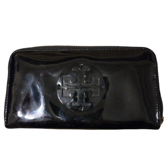 Tory Burch Patent Leather Wallet Black - Picture 1 of 13